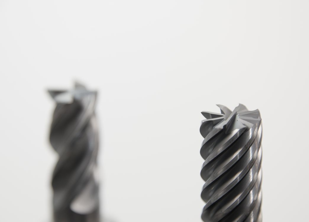 Close-up of solid carbide end mills