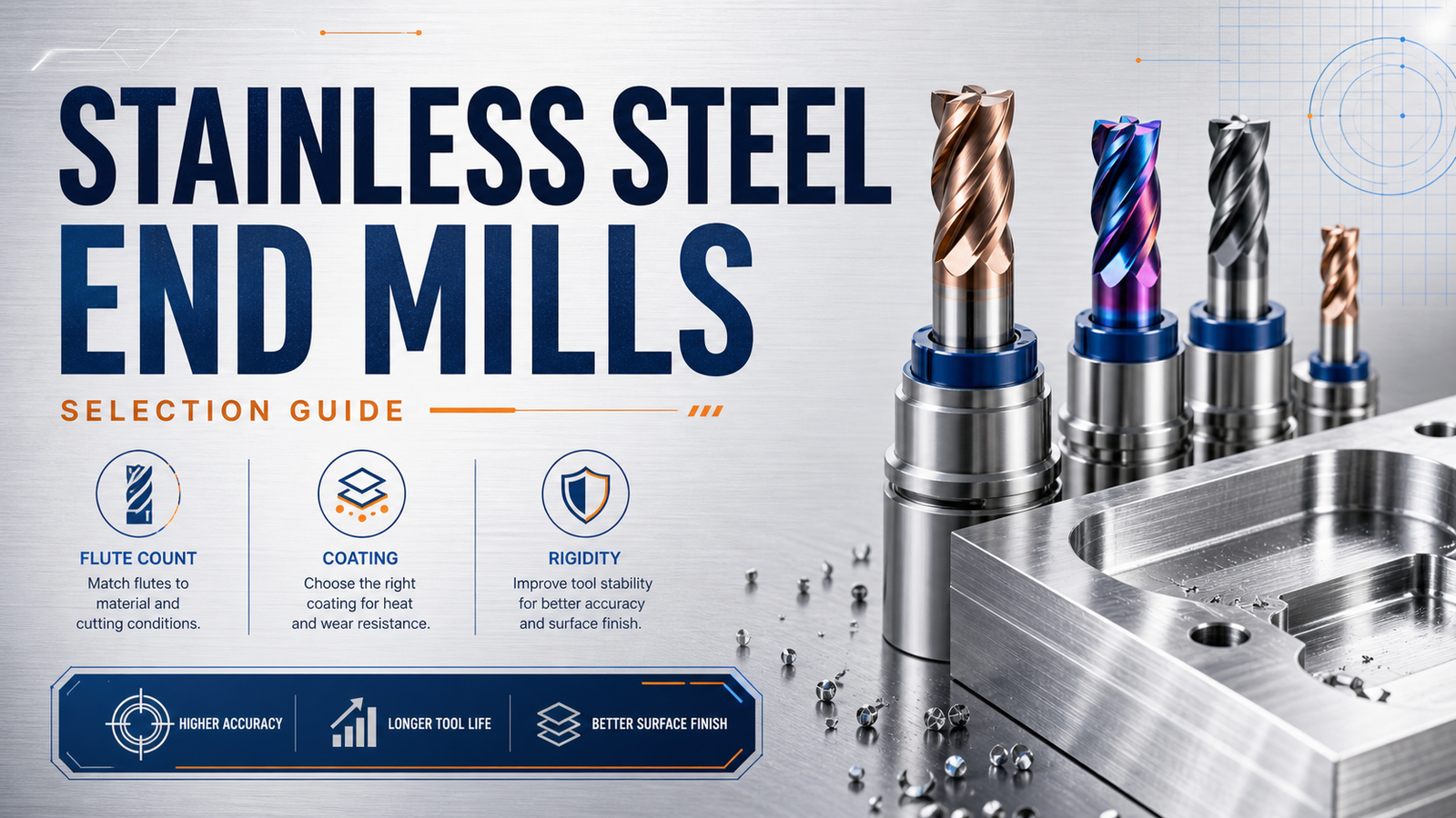 End mills for stainless steel machining